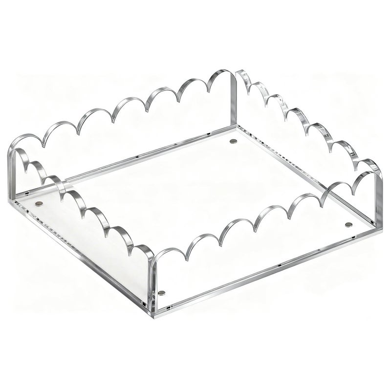 Quincry Acrylic Trays for Display,Scalloped Magnetic Tray with Changeable Photo Inserts,Scalloped Acrylic Picture Frame, 8x8in (8"x 8") - Image 2