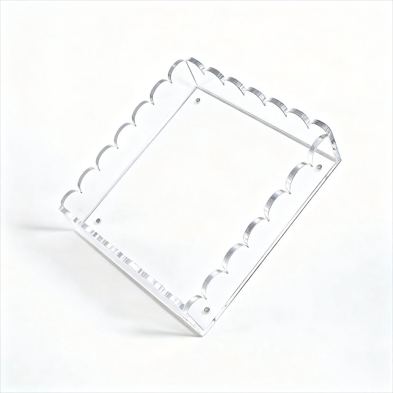 Quincry Acrylic Trays for Display,Scalloped Magnetic Tray with Changeable Photo Inserts,Scalloped Acrylic Picture Frame, 8x8in (8"x 8") - Image 5