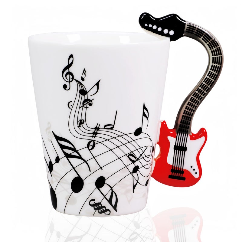 LanHong Guitar Coffee Mug  135 oz Cup for Music Lovers Guitar Players Musicians  Birthday Christmas Gifts for Men Women Red
