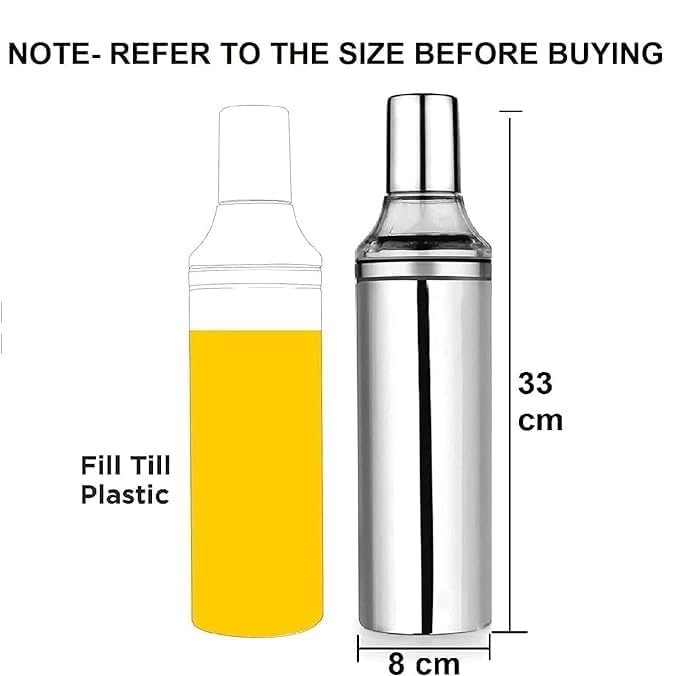Vipron Stainless Steel Oil Dispenser Bottle 1 Litre (1000ml) – Leakproof Airtight Oil Pourer, Food Grade Kitchen Oil Container for Cooking, Vinegar & Sauce, Silver (Without Handle) - Image 4