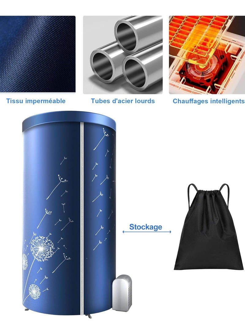 ارواق مجفف ملابس كهربائي، 1000 واط - 1.2 متر، مجفف غسيل للسفر، مؤقت تلقائي رقمي محمول للشقة أو المنزل - Image 4