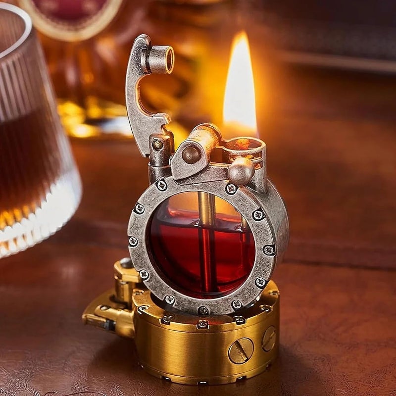 klarako Vintage Trench Lighter - Retro Transparent Kerosene Lighter, Creativity and Personality Windproof Trench Lighter, Steampunk Lighter Cool Lighters, Unique Birthday Gifts for Men Dad Husband (Silver) - Image 3