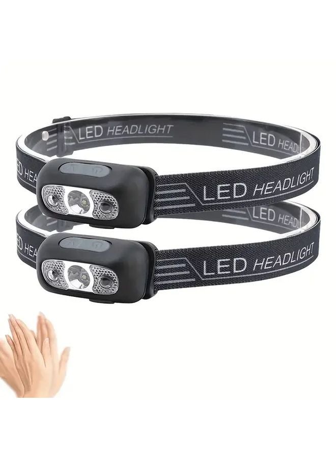 2pcs Mini Sensor Headlamp Adjustable Light Modes Quick Charge for Camping Cycling Fishing - Image 1