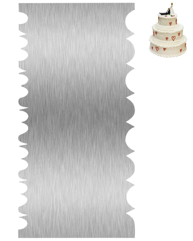 QUJUFIND Cake Scraper Smoother Cake Decorating Supplies Kit 8.6 Inch Metal Bench Scraper for Baking Buttercream Smoother Stainless Steel Frosting Cake Comb Edge Side Jagged Comb for Cream Cake-3 - Image 1