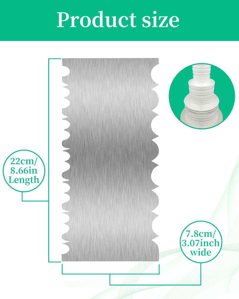 QUJUFIND Cake Scraper Smoother Cake Decorating Supplies Kit 8.6 Inch Metal Bench Scraper for Baking Buttercream Smoother Stainless Steel Frosting Cake Comb Edge Side Jagged Comb for Cream Cake-3 - Image 4