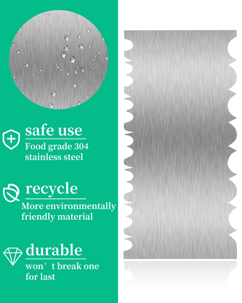 QUJUFIND Cake Scraper Smoother Cake Decorating Supplies Kit 8.6 Inch Metal Bench Scraper for Baking Buttercream Smoother Stainless Steel Frosting Cake Comb Edge Side Jagged Comb for Cream Cake-3 - Image 2