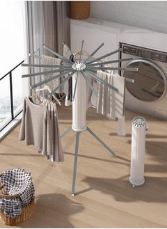 XiuWoo Stowable folding clothes dryer stand,high-quality aluminum alloy clothes drying rack floor pole single layer  - Image 1