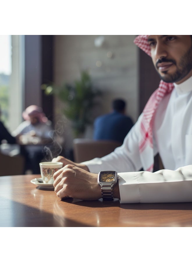 رادو ساعة كوارتز رجالية فاخرة بإطار مربع وسوار من الستانلس ستيل - Image 2