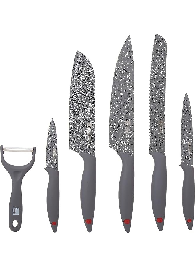 BERGNER BG39325GY Grafito Stainless Steel 6pc Knife set, Non-Stick Coated, Grey Colour Handle  - Image 1