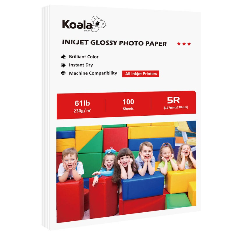 KOALA PAPER Koala Heavyweight Photo Paper High Glossy 5X7 Inches For Inkjet Printing 100 Sheets 61Lb - Image 1
