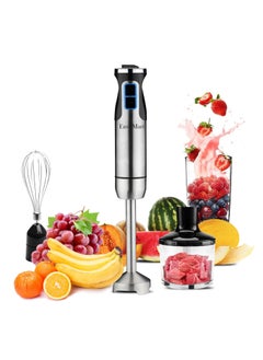 EnvoMart EnvoMart 800W 4-in-1 Hand Blender Set - 2-Speed Stick Mixer with Titanium Plated Stainless Steel Blade, 600ml Mixing Beaker and 860ml Food Chopper, and Whisk Attachment - Kitchen Mixer for Blending  - Image 1