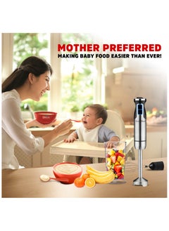 EnvoMart EnvoMart 800W 4-in-1 Hand Blender Set - 2-Speed Stick Mixer with Titanium Plated Stainless Steel Blade, 600ml Mixing Beaker and 860ml Food Chopper, and Whisk Attachment - Kitchen Mixer for Blending  - Image 5