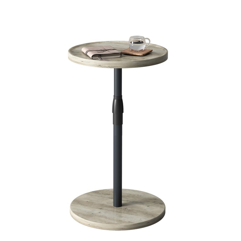 IRCPEN Adjustable End Table, Small Round Side Table, Drink Table for Small Spaces, Pedestal Nightstand for Living Room, Bedroom, Sofa Couch, Oak ET-010QK - Image 1