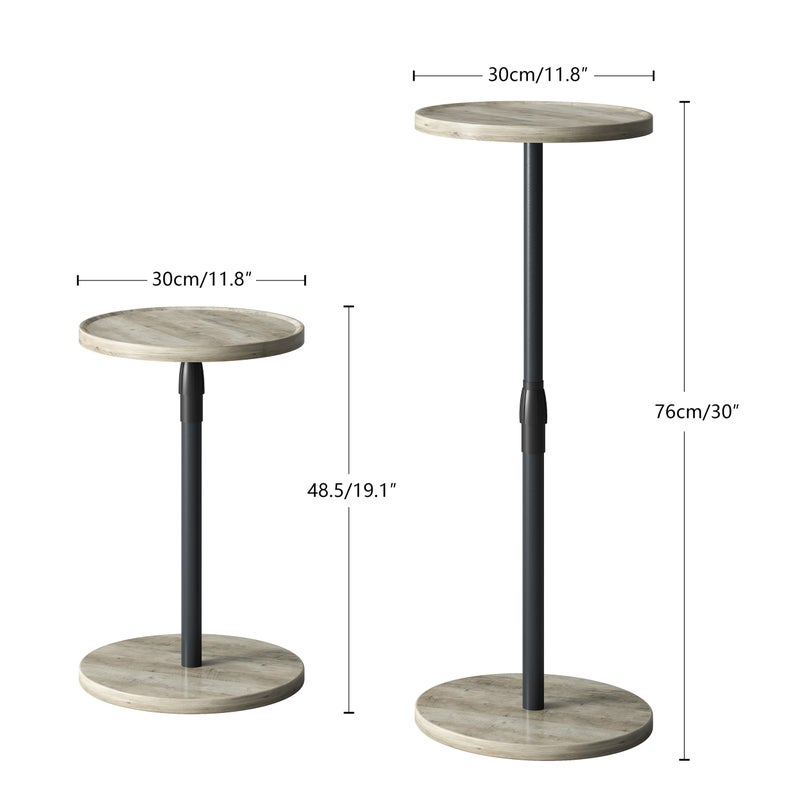 IRCPEN Adjustable End Table, Small Round Side Table, Drink Table for Small Spaces, Pedestal Nightstand for Living Room, Bedroom, Sofa Couch, Oak ET-010QK - Image 3