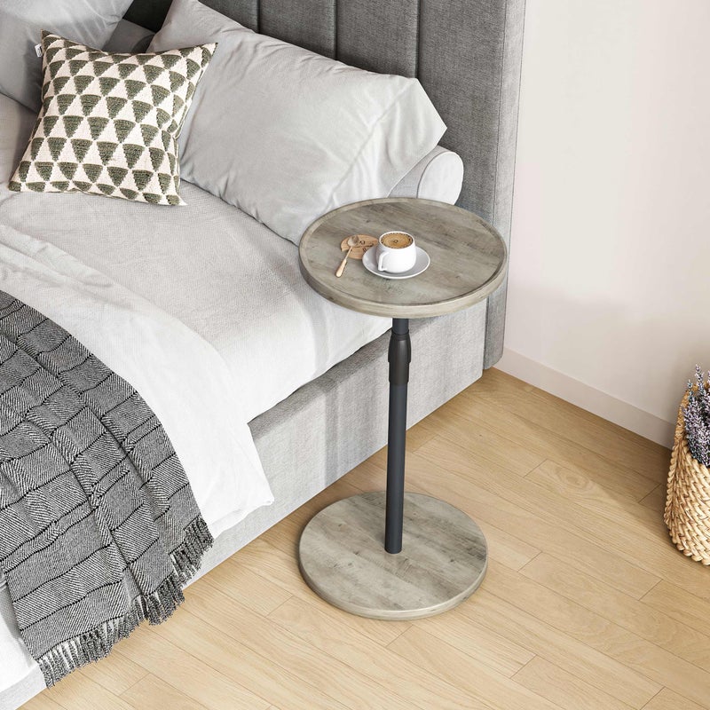 IRCPEN Adjustable End Table, Small Round Side Table, Drink Table for Small Spaces, Pedestal Nightstand for Living Room, Bedroom, Sofa Couch, Oak ET-010QK - Image 4