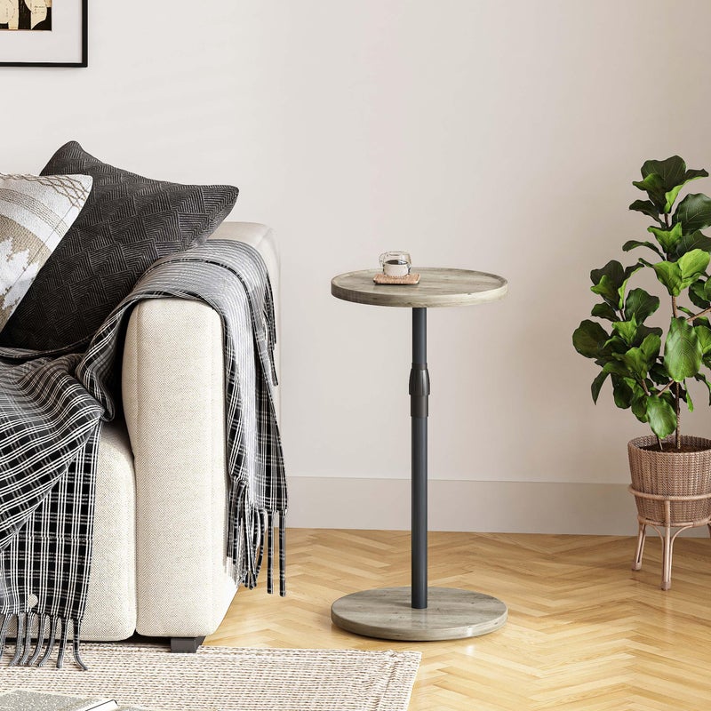 IRCPEN Adjustable End Table, Small Round Side Table, Drink Table for Small Spaces, Pedestal Nightstand for Living Room, Bedroom, Sofa Couch, Oak ET-010QK - Image 2