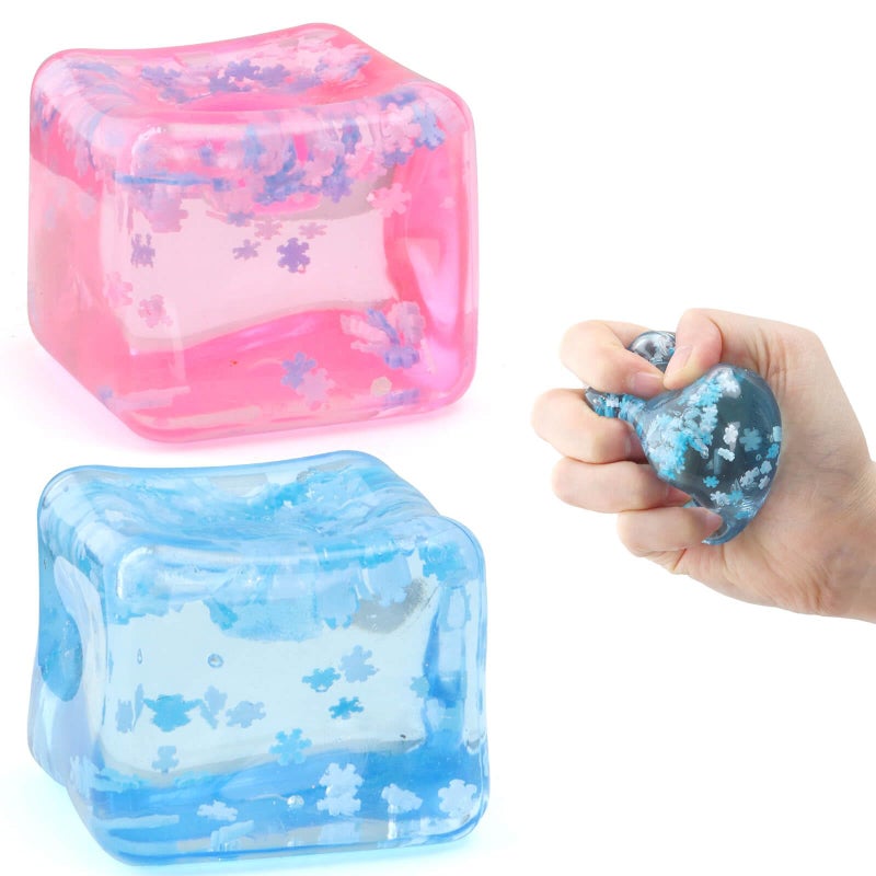 Chridark Ice Cube Fidget Toy for All Ages: 2 Pack Sensory Squishy Fidget Toys, Square Stress Balls, Classroom Prizes, Anxiety Relief Stress Cube Gift for Kids Teens Adults - Image 1