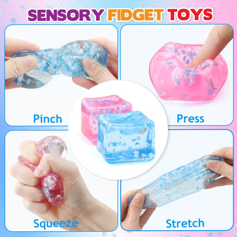 Chridark Ice Cube Fidget Toy for All Ages: 2 Pack Sensory Squishy Fidget Toys, Square Stress Balls, Classroom Prizes, Anxiety Relief Stress Cube Gift for Kids Teens Adults - Image 3