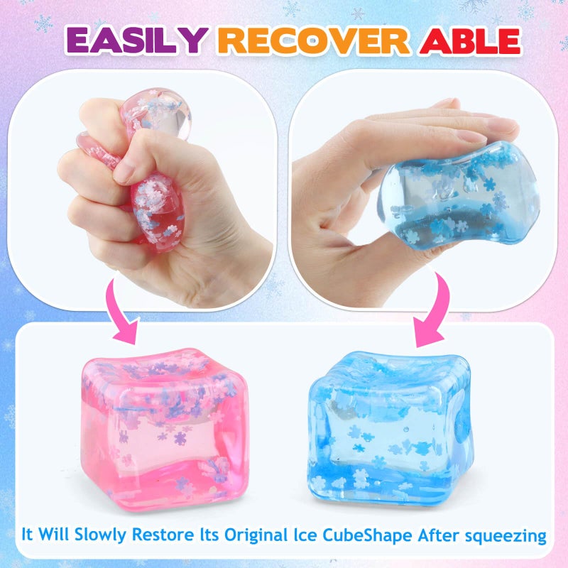 Chridark Ice Cube Fidget Toy for All Ages: 2 Pack Sensory Squishy Fidget Toys, Square Stress Balls, Classroom Prizes, Anxiety Relief Stress Cube Gift for Kids Teens Adults - Image 4