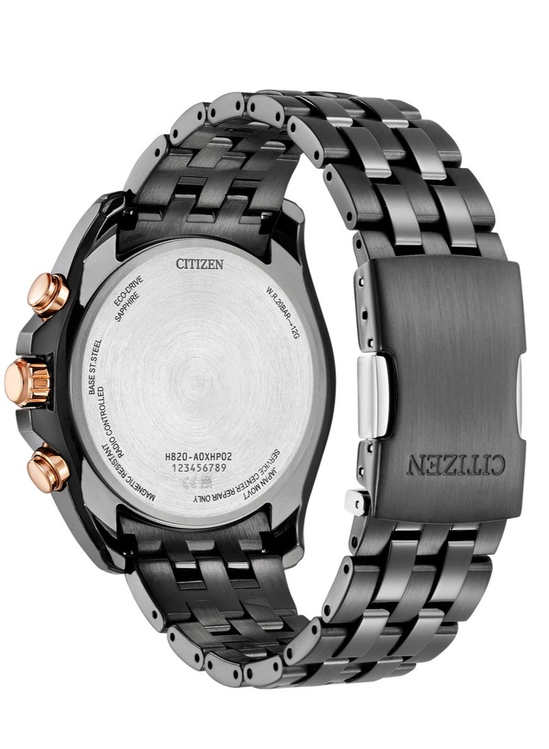 Citizen GMT Perpetual Alarm World Time AT9128-87X Eco-Drive Men's Watch – Green Dial, Black Stainless Steel, 44.3mm, 200m WR - Image 2