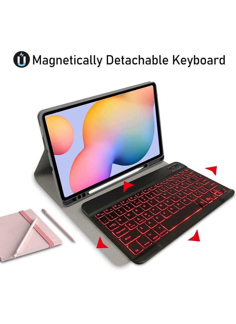 TIGER - Samsung S6 Lite Tablet Case with Keyboard & Built-in S Pen Holder | Slim Smart Case for Samsung Galaxy Tab S6 Lite 10.4 (2024/2022/2020) | Bluetooth Keyboard for SM-P620/P625/P615/P619, Black - Image 1