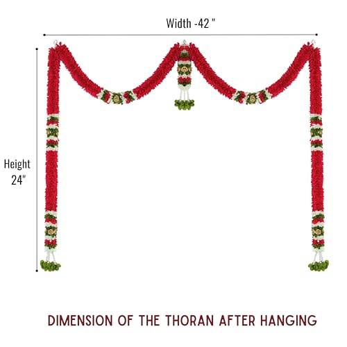 Daedal Crafters Thoma Door Set Toran for Main Door Entrance, Reusable Thoran for Mandir & Living Room Décor, Bandarwal for Festival Decoration, Flower Hanging for Home Décor (42x24 inch) - Image 3