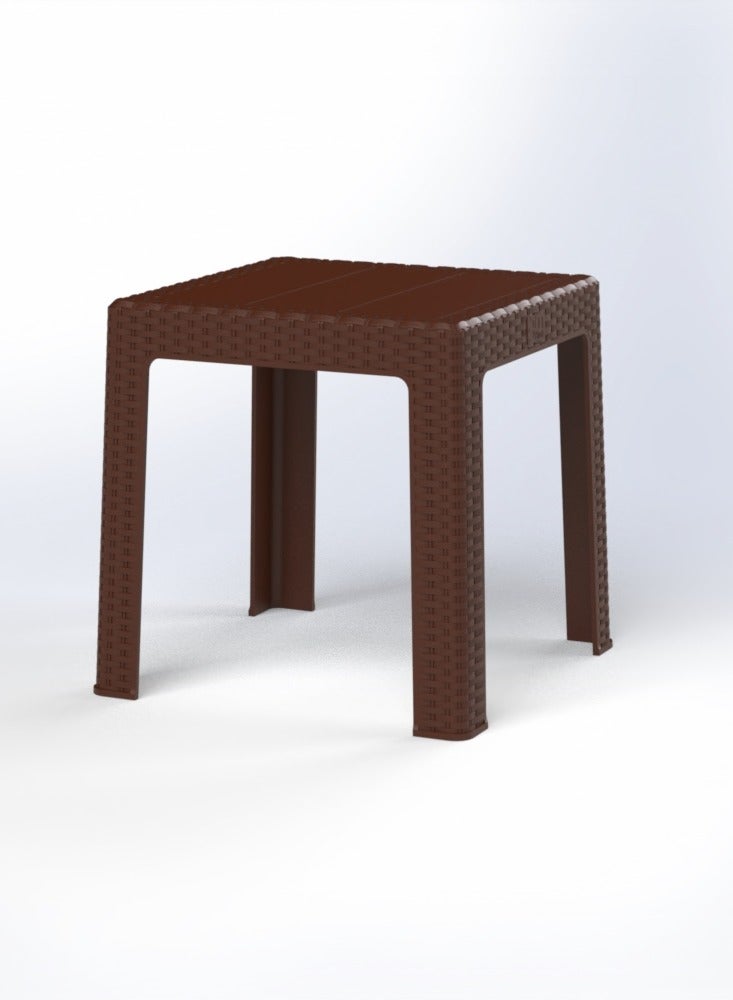 3MPlast Rattan-Style Square Coffee Table – Brown, 42x42x43cm, Durable Plastic, Indoor/Outdoor Use  - Image 1