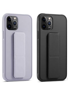 YOMNA Case with Magnetic Stand & Holder, Premium Silicone Multi Stand, Car Mount Kickstand Case Finger Grip Strap Cover Case compatible with Iphone 13 - 6.1 (Gray/Black)(Set of 2)  - Image 1