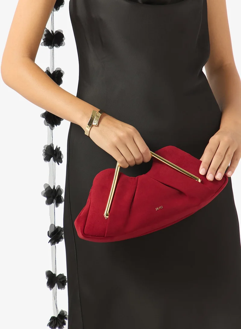 JW PEI Lila Faux Suede Metal Frame Clutch
