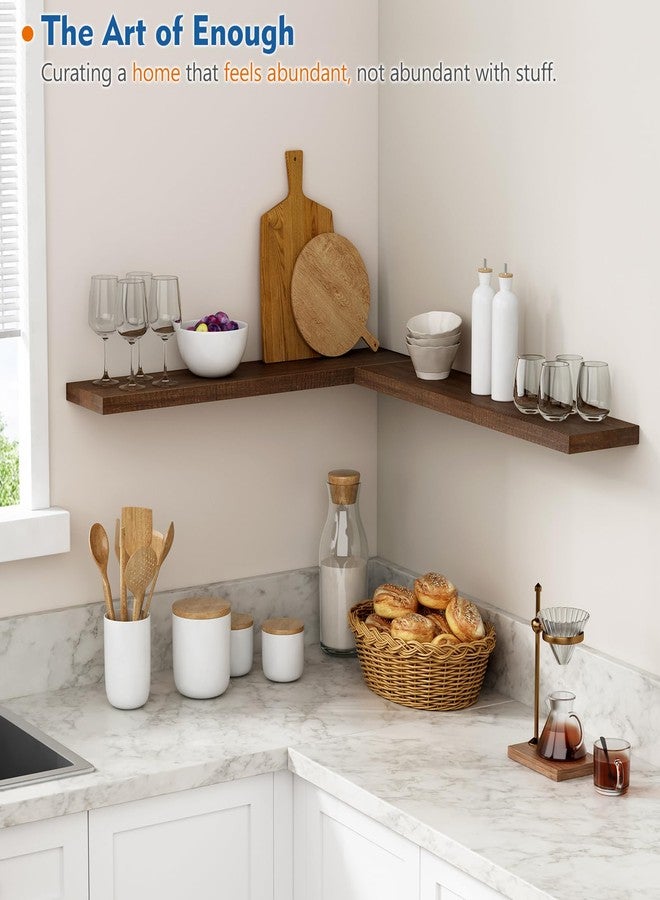 Harwaya 36 Inch Floating Shelves for Wall Set of 2, Large Long Wall Shelves for Living Room Decor, Walnut Brown Wooden Hanging Shelves for Bedroom Kitchen Bathroom Office Books Pictures (Dark Wood) - Image 2