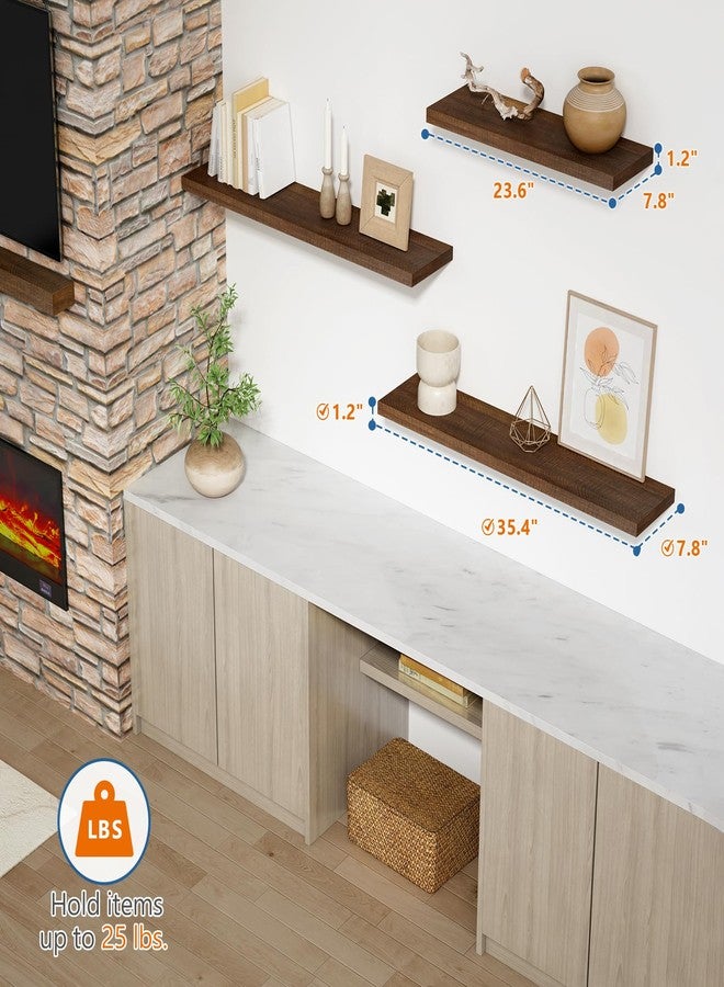 Harwaya 36 Inch Floating Shelves for Wall Set of 2, Large Long Wall Shelves for Living Room Decor, Walnut Brown Wooden Hanging Shelves for Bedroom Kitchen Bathroom Office Books Pictures (Dark Wood) - Image 5