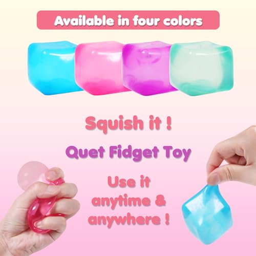 JIACAI 2pack Stress Cube Squishy Stress Balls for Kids Ice Cubes Squishy for Adults Fidget Toy for Your Best Mellow and Chill Square Shape with Filling in Pink Blue for All Age 2pcs - Image 5