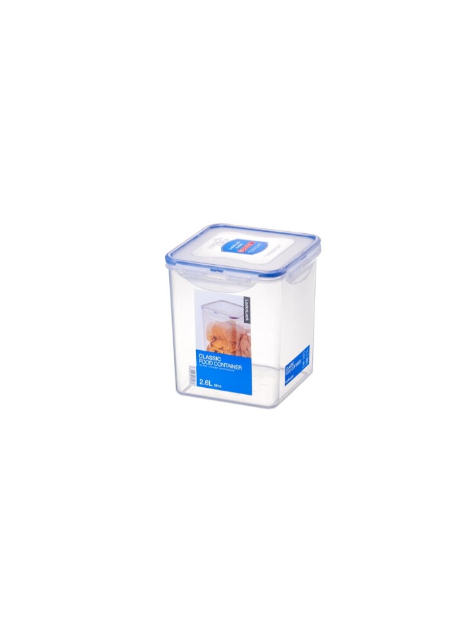 لوك آند لوك حافظة طعام مربعة طويلة لون شفاف وازرق سعة 2.6 لتر LNL/HPL822B - Image 1