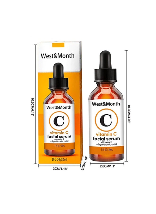 West&Month - Vitamin C Fcaial Serum - Brightening Skin Corrector for Face with Vitamin E and Hyaluronic Acid Boost Skin Collagen Hydrate and Plump Skin Anti Aging and Wrinkle Facial Serum 30ml - Image 1