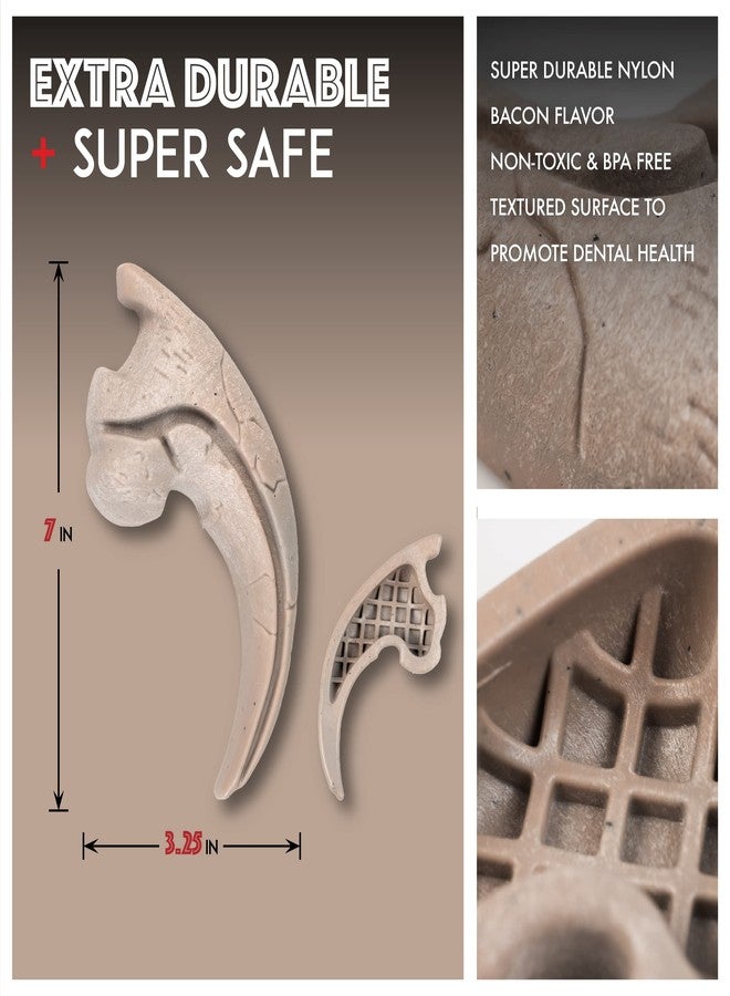 Hyper Pet Fossil Durable Dog Slow Feeder, Chew Toy, Interactive Toys (Bacon Flavored Long Lasting Durable Dog Chew Toy for Aggressive Chewers) Claw + Tooth-2 PK - for All Breeds - Image 3