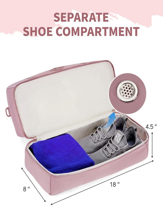 WANDF Travel Duffel Bag with Wet Pocket & Shoe Compartment, Personal Item Bag with USB Charging Port, Gym Weekender Overnight for Women, Pink, Compact Travel Bag With Ventilated Shoe Compartment and Wet - Image 3