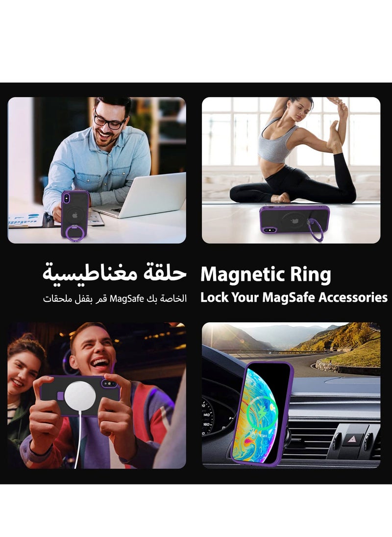 Eligo - iPhone XS Max MagSafe Case with Magnetic Invisible Stand,【Full Shockproof Protection】Matte Back Phone Cover with Magnet Kickstand for Apple XS Max (2018)(Purple) - Image 1