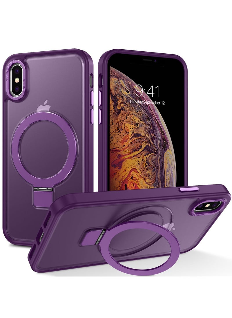 Eligo - iPhone XS Max MagSafe Case with Magnetic Invisible Stand,【Full Shockproof Protection】Matte Back Phone Cover with Magnet Kickstand for Apple XS Max (2018)(Purple) - Image 1