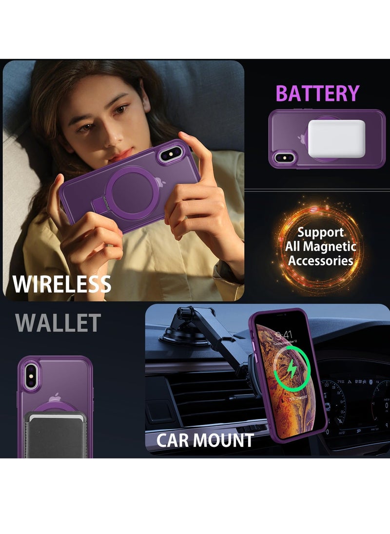 Eligo - iPhone XS Max MagSafe Case with Magnetic Invisible Stand,【Full Shockproof Protection】Matte Back Phone Cover with Magnet Kickstand for Apple XS Max (2018)(Purple) - Image 1