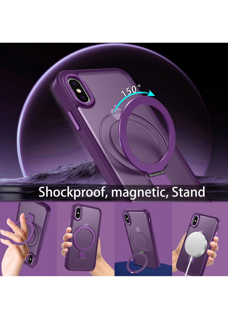 Eligo - iPhone XS Max MagSafe Case with Magnetic Invisible Stand,【Full Shockproof Protection】Matte Back Phone Cover with Magnet Kickstand for Apple XS Max (2018)(Purple) - Image 1