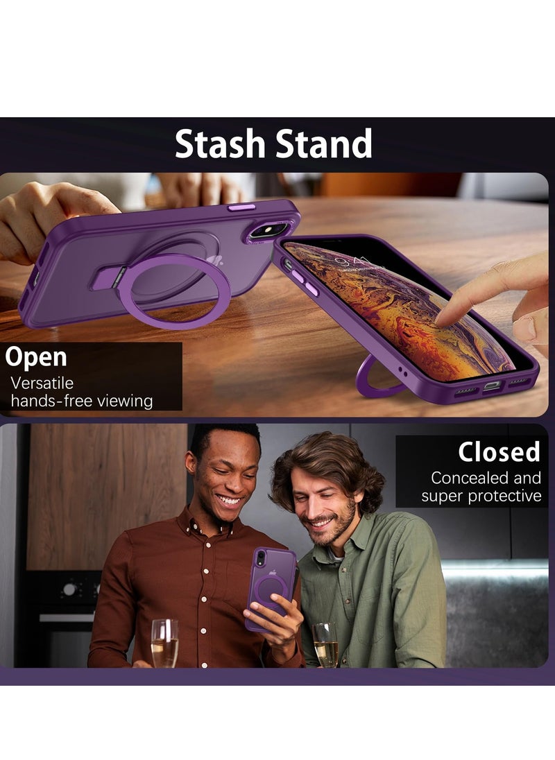 Eligo - iPhone XS Max MagSafe Case with Magnetic Invisible Stand,【Full Shockproof Protection】Matte Back Phone Cover with Magnet Kickstand for Apple XS Max (2018)(Purple) - Image 1