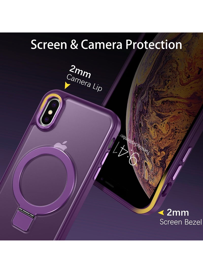 Eligo - iPhone XS Max MagSafe Case with Magnetic Invisible Stand,【Full Shockproof Protection】Matte Back Phone Cover with Magnet Kickstand for Apple XS Max (2018)(Purple) - Image 1