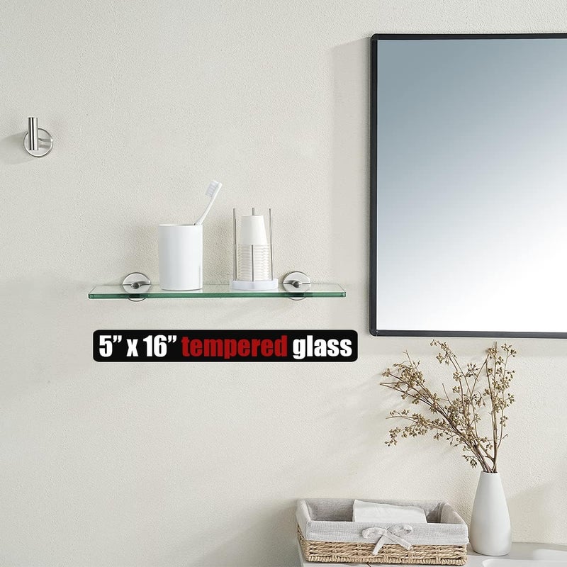 JQK Bathroom Glass Shelf, TGS101L16-BN - Image 2