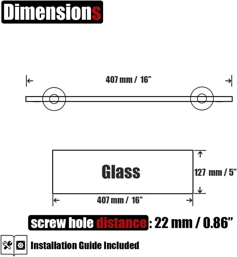 JQK Bathroom Glass Shelf, TGS101L16-BN - Image 3