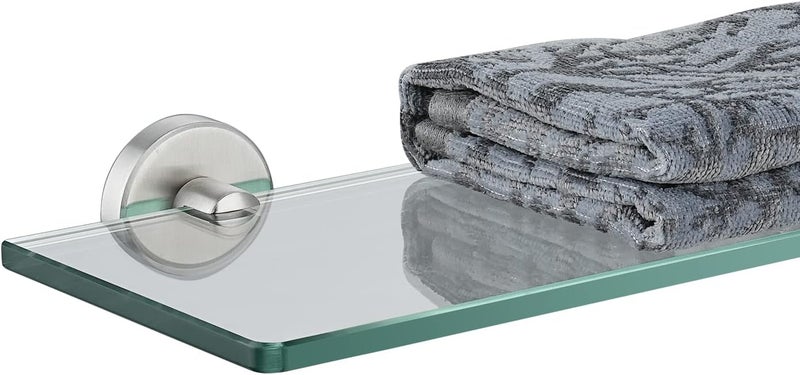 JQK Bathroom Glass Shelf, TGS101L16-BN - Image 1