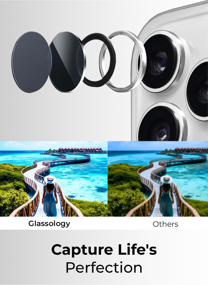 glassology iPhone 17 Pro & Pro Max Camera Lens Protector – Ultra HD Clarity, Anti-Scratch, No Residue, Easy Install, Ultra-Thin Design,  Case-Friendly, Precise Fit (Silver) - Image 2