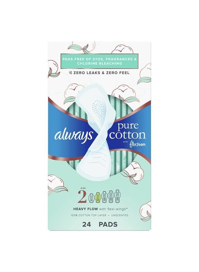 Always وسادات فليكس فوم من القطن الخالص تدفق ثقيل حجم 2، 24 قطعة - Image 1