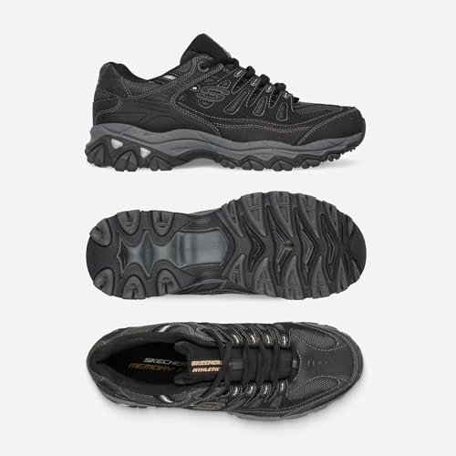 SKECHERS أحذية سكيشرز للرجال بعد الاحتراق M. Fit – جلد علوي، نعل داخلي من رغوة الذاكرة، نعل خارجي مطاطي، أسود/رمادي، 9.5 عريض جداً - Image 3