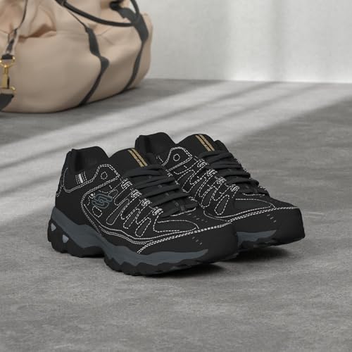 SKECHERS أحذية سكيشرز للرجال بعد الاحتراق M. Fit – جلد علوي، نعل داخلي من رغوة الذاكرة، نعل خارجي مطاطي، أسود/رمادي، 9.5 عريض جداً - Image 2
