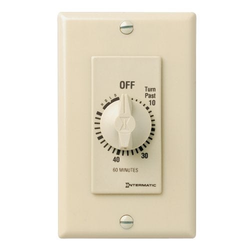 Intermatic FD60MH 60-Minute Spring-Loaded Wall Timer for Fans and Lights, Ivory - Image 1